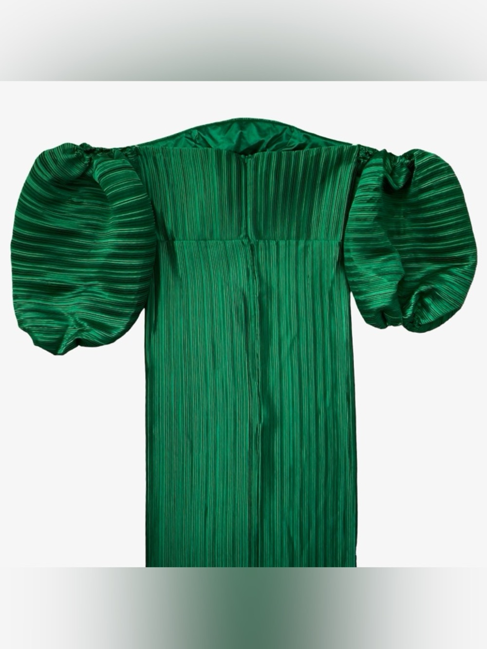 L'IDEE Sirene Plissé Off-Shoulder Puff-Sleeve Column Dress Emerald Green 10 NWT - Picture 8 of 16